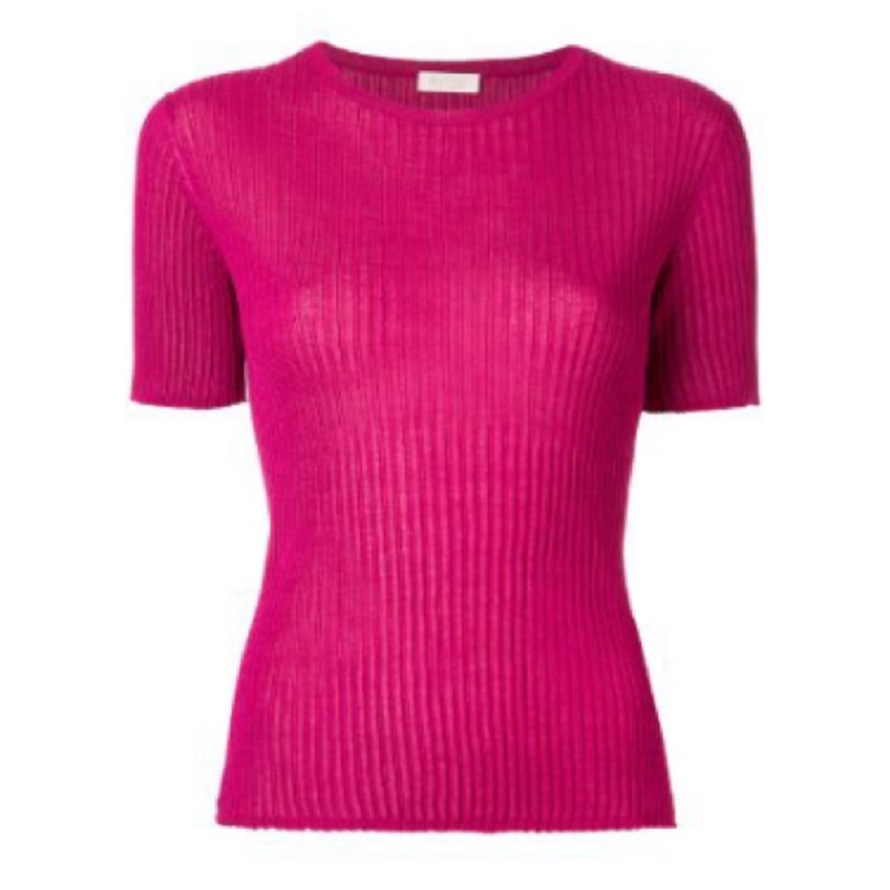 Ballsey Tomorrowland Hot Pink Ribbed Sheer Cotton Blouse